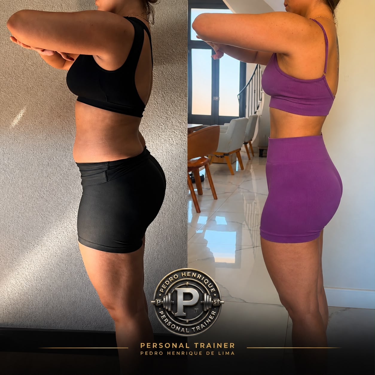 Antes e depois de aluna acompanhada por Pedro Henrique, transformação 4